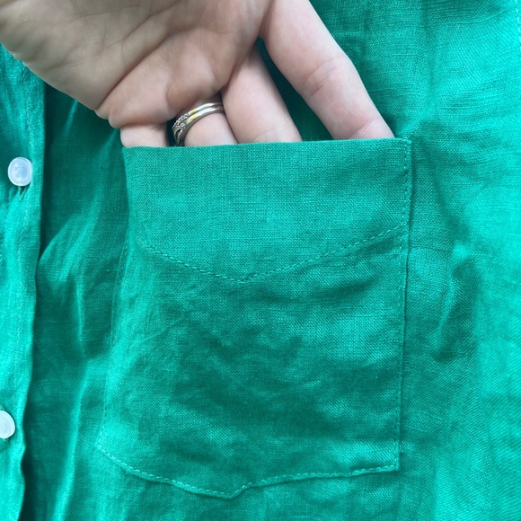 MONDAY Swimwear Monaco Linen Shirt in green small - Picture 4 of 11